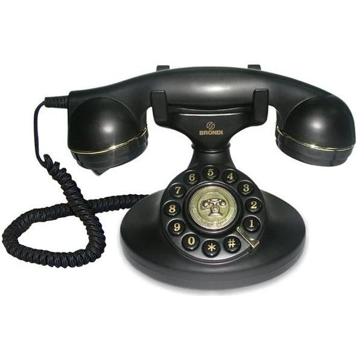 Téléphone filaire Vintage 10 - BRONDI - Noir - Mains libres