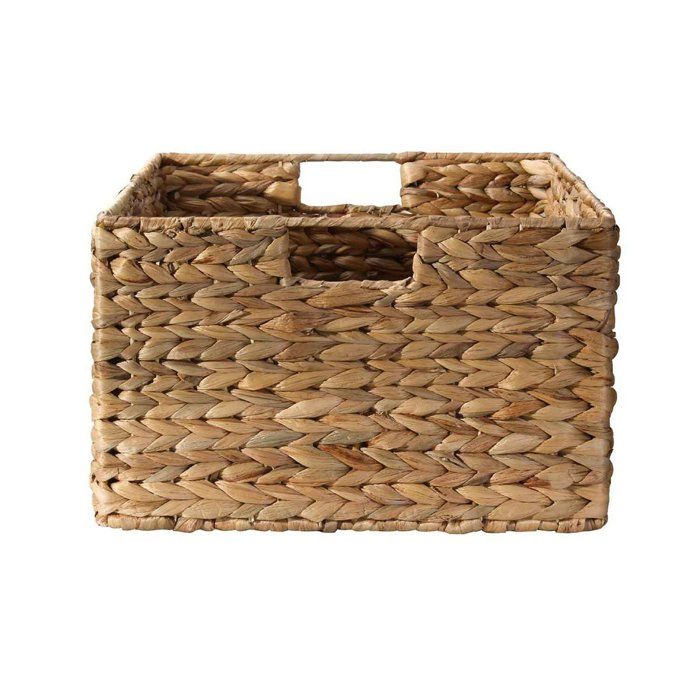 Panier en jacinthe d'eau armature métal - hauteur 20 cm Beige