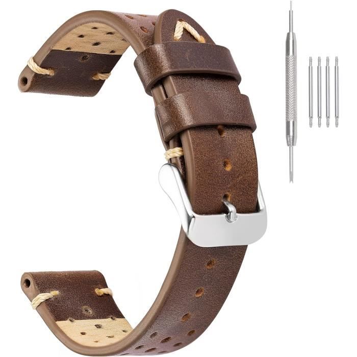 Bracelet De Montre 22mm En Cuir De Veau Gaufré Alligator - Couleur Cuivré - Fermoir 18mm - Marque OnWatch