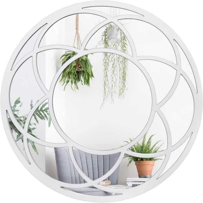 Miroir Rond Mural 50cm Avec Cadre Perles Métal – Déco Moderne Pour Salon, Chambre, Salle De Bain, Entrée - 9