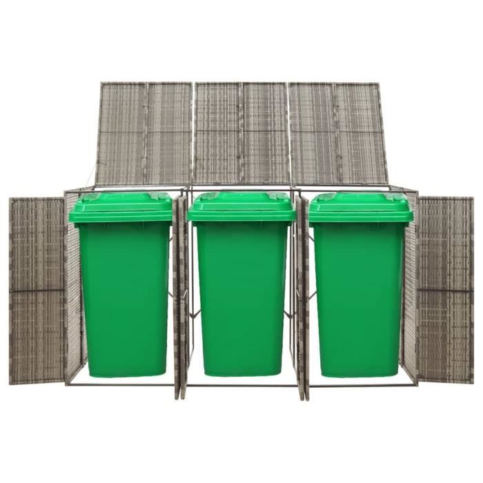 Abri Pour Poubelles Extérieur - Double Bac - Résine Tressée Noire - 140x80x117 Cm - Avec Serrure