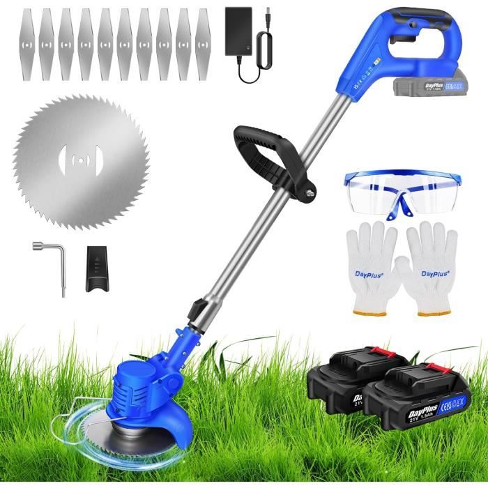 Rotorazer 8 En 1 : Tondeuse électrique Multifonction Sans Fil, 2 Batteries 21V, Tête Pivotante 90°, Coupe-bordures Et Arbustes