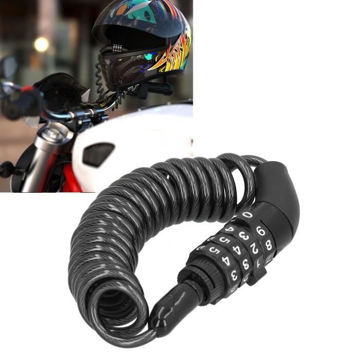 Antivol pour casque de vélo/moto Dilwe - Léger et portable - 4 chiffres - Blanc/Noir