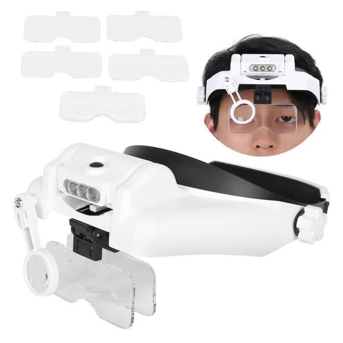 Loupe de serretête 1x 1.5x 2x 2.5x 3.5x 8x Loupe serretête LED Loupe