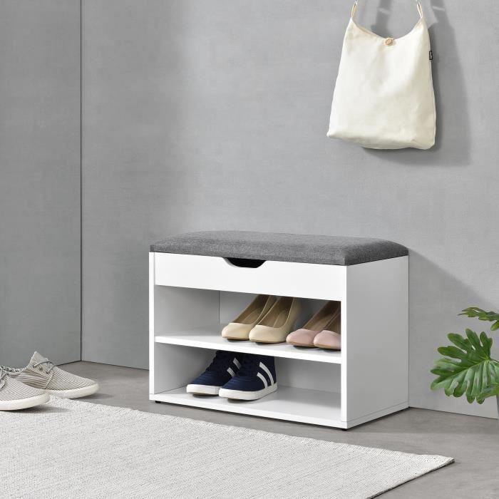 meuble à chaussures gentofte 46 x 60 x 30 cm blanc gris