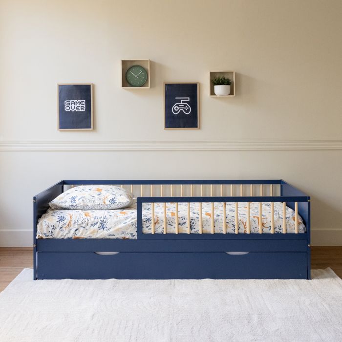 Lit gigogne pour enfant 190x90cm bleu foncé ADAM
