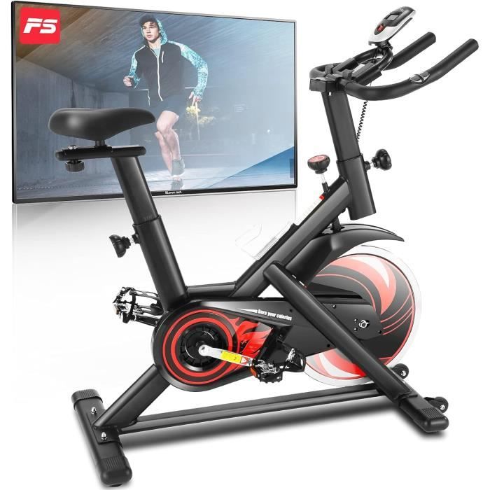 Vélo d'appartement ANCHEER Vélo biking Roue d’Inertie 18KG Charge Max 150KG Moniteur Fréquence Cardiaque+Résistance/Hauteur