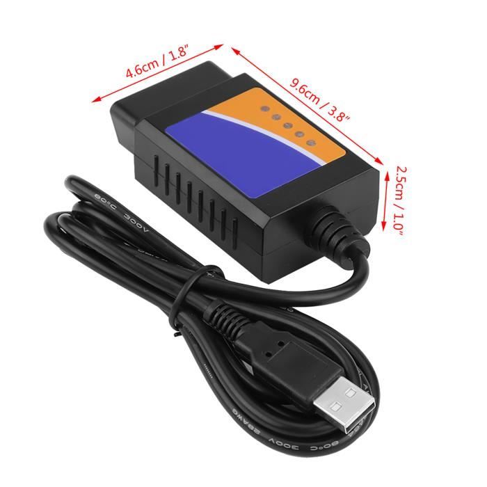 Scanner diagnostique d'interface de câble du connecteur V1.5 OBD2 d'USB de voiture pour Benz BMW Citroen -XIF