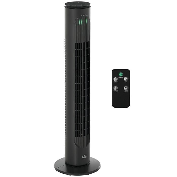 Ventilateur colonne - HOMCOM - silencieux - 45 W - 3 modes 3 vitesses télécommande oscillant 70° et minuterie - 77H cm - gris - Hom