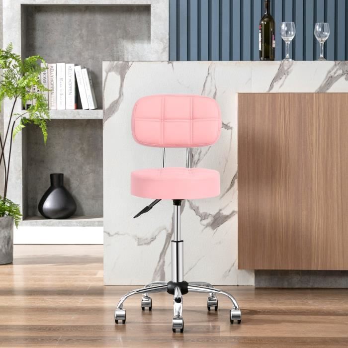 Tabouret De Bar Réglable FCH Noir, Pivotant 360°, à Roulettes, Pour Cuisine/salon