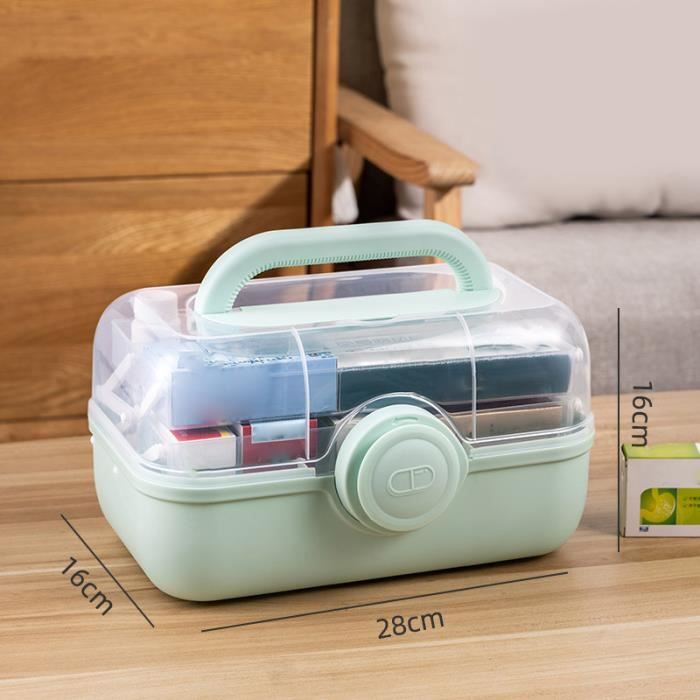 Boîte à Médicaments 3 Couches Avec Verrou Enfant - Rangement Sécurisé Et Portable - Taille Moyenne Ou Grande