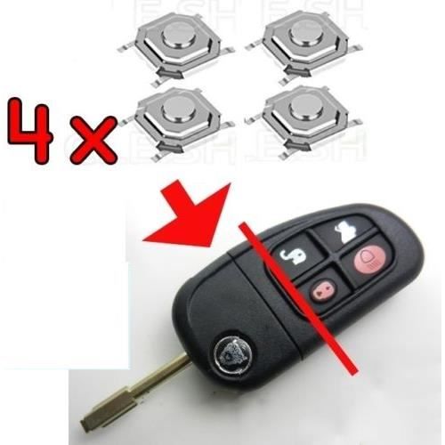 Cover Telecomando Chiave Auto Jaguar (S-Type, XF, F-Type) 4 Pulsanti - Guscio Generico Di Ricambio - 2