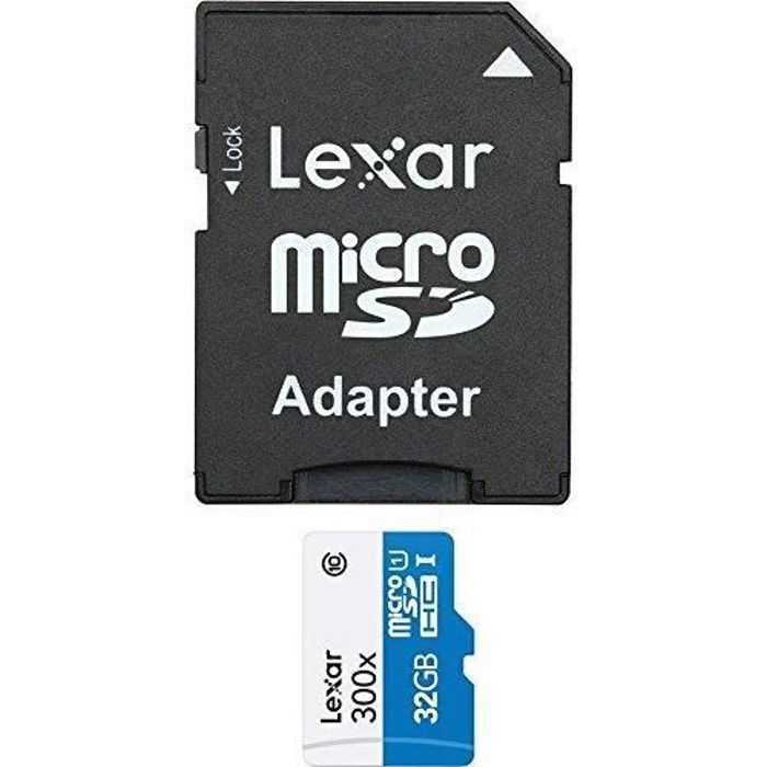 Lexar LSDMI32GBB1EU300A Carte mémoire Micro SDHC UHS I 300 x 45 Mo/ avec Adaptateur SD - vue 2