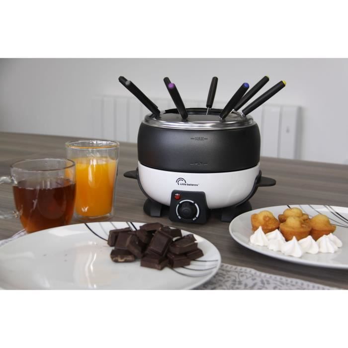 Fondue - LITTLE BALANCE - Happy Fondue 8 - Caquelon anti-adhésif 2 litres -  800 W - Noir & Blanc - Cdiscount Electroménager