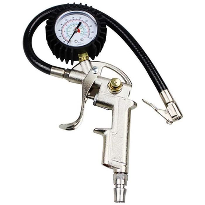 Manomètre Pression Pneus Numérique 220 PSI - Pistolet Gonfleur Avec Embouts - Multifonction Pour Voiture, Moto, Vélo, Camion