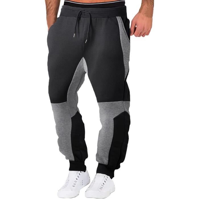 PANTALON Pantalon de survêtement pour homme - Pantalon de jogging large et  long Avec fermeture éclair - Pantalon Noir Noir - Cdiscount Prêt-à-Porter