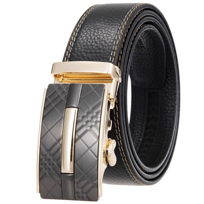 CEINTURE Homme -Ceinture en cuir de vachette à boucle automatique style CEINTURE Homme -Ceinture en cuir de vachette à boucle automatique style