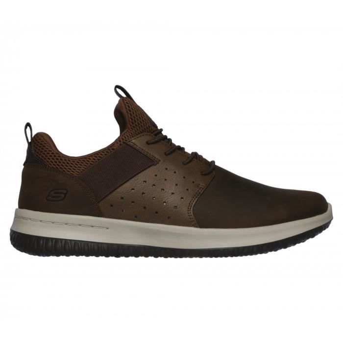 Skechers Chaussures - SKECHERS - 65870 - Cuir Marron - Homme - Lacets - Plat