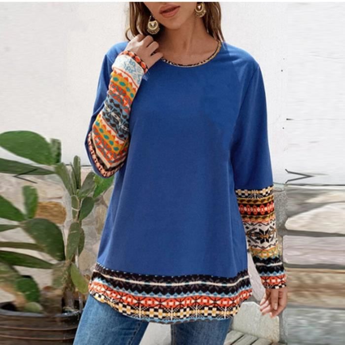 Chemise En Lin Pour Femme à Manches Longues Et Col Boutonné Henley - Motif Floral - Style Vintage - Coupe Ample, Jaune, 3XL