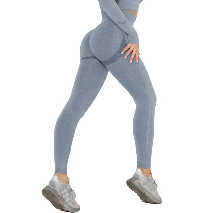 Legging Court de Sport Femme Push Up Remonte Fesse - Gris - Pour Yoga  Fitness et Running