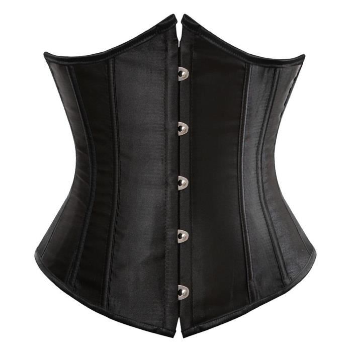 Corset Bustier En Similicuir Noir Et Rouge - Taille Ajustable 3XS à 9XL, Avec Armature Acier