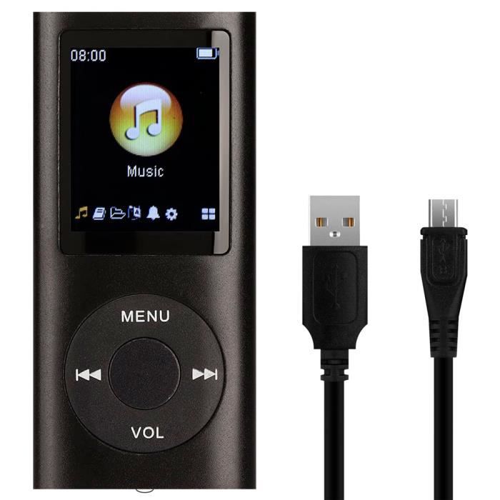 OCIODUAL Lecteur MP3 MP4 Noir Métal Baladeur Musique Radio Bluetooth Ecran Support Carte Memoire Micro SD Jusqu a 32Go