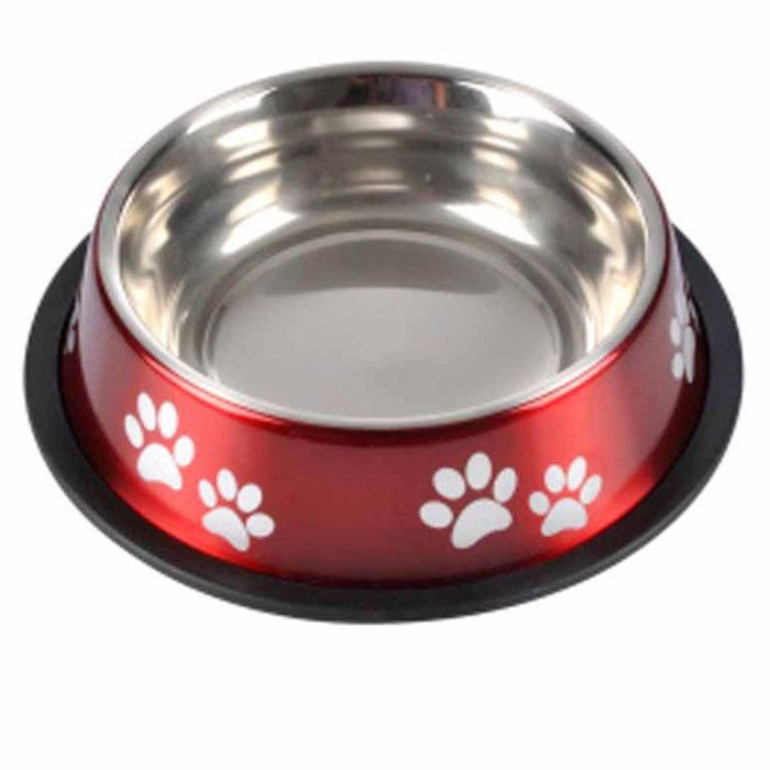 Meilleurs prix pour Gamelle Antidérapante Chien & Chat "pattes" 21cm Rouge - Paris Prix