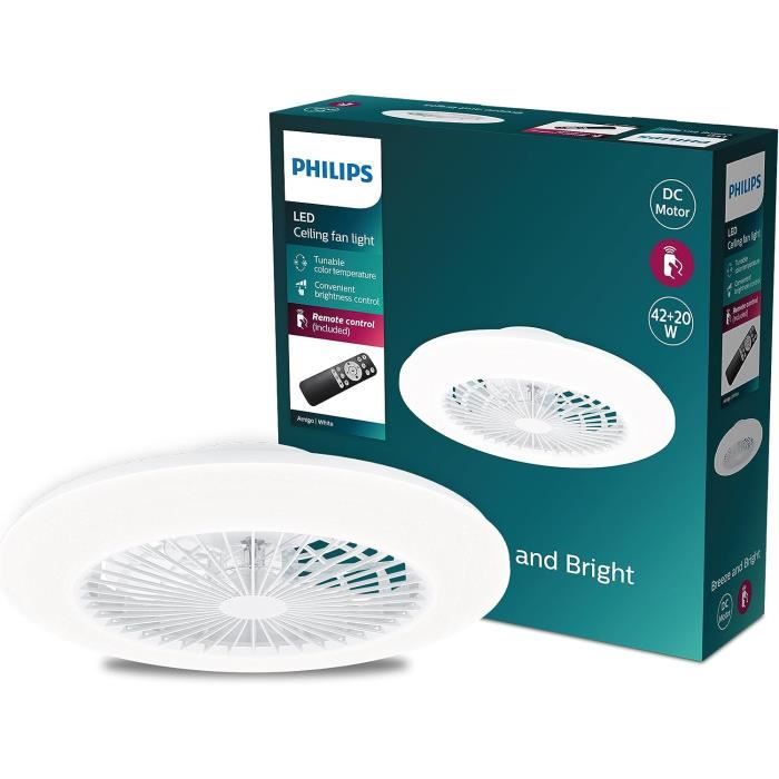 Ventilateur De Plafond Philips 929003338201 – Moteur DC, Lumière LED, Télécommande - vue 7