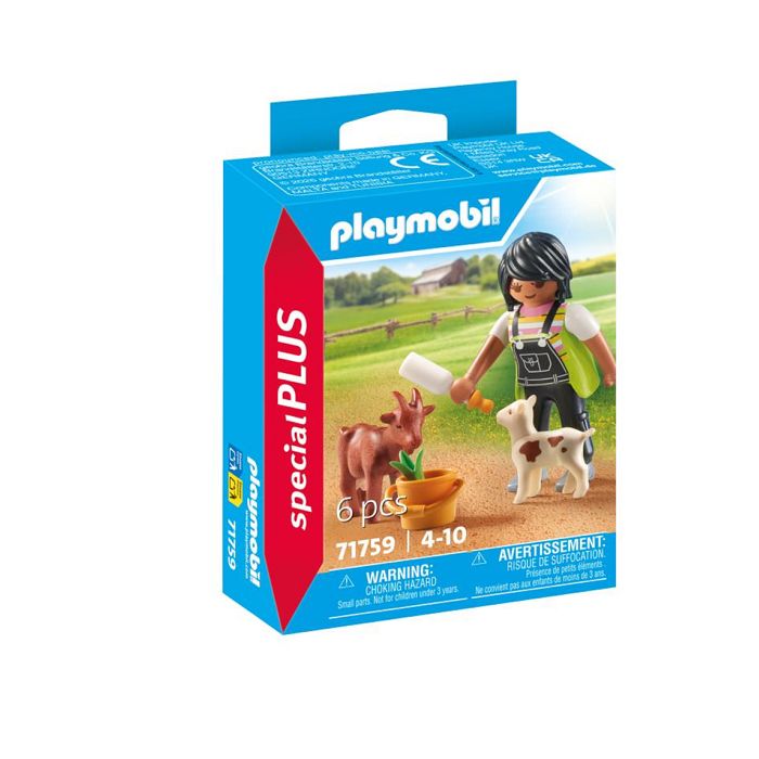 Figurine Miniature - PLAYMOBIL - PLL71759 - Fermière avec Chèvre - Jouet pour Enfants - 3 Éléments Figurine Miniature - PLAYMOBIL - PLL71759 - Fermière avec Chèvre - Jouet pour Enfants - 3 Éléments