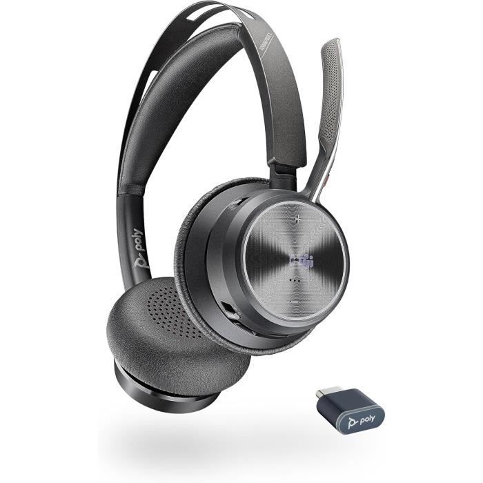 Micro casque Bluetooth POLY Voyager Focus 2 UC ANC 50 mètres 18 heures dautonomie
