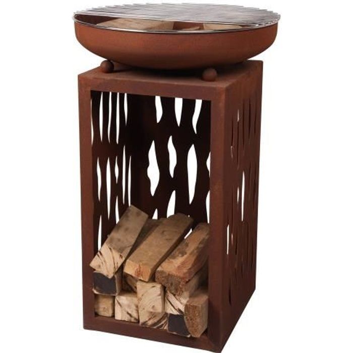 Barbecue en acier corten avec grille chromée - PUR LINE - EFP58CO - Charbon - 1 brûleur - 45x72x45 cm