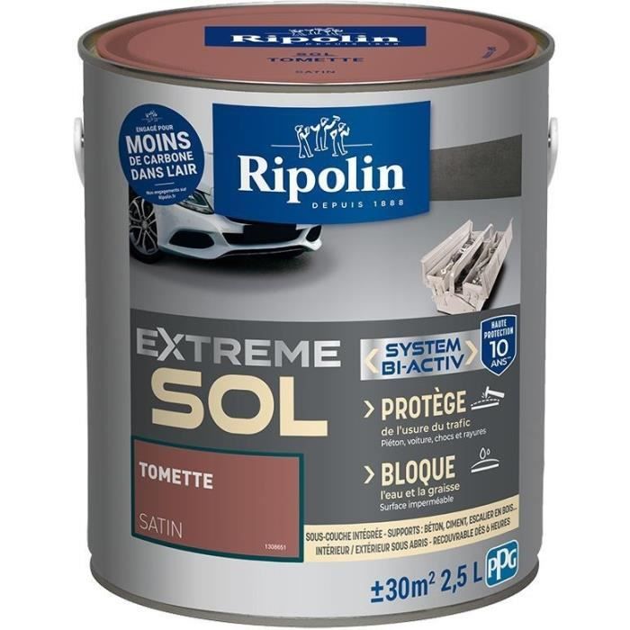 RIPOLIN Peinture pour sol intérieur et extérieur - Tomette satin - 2,5 L