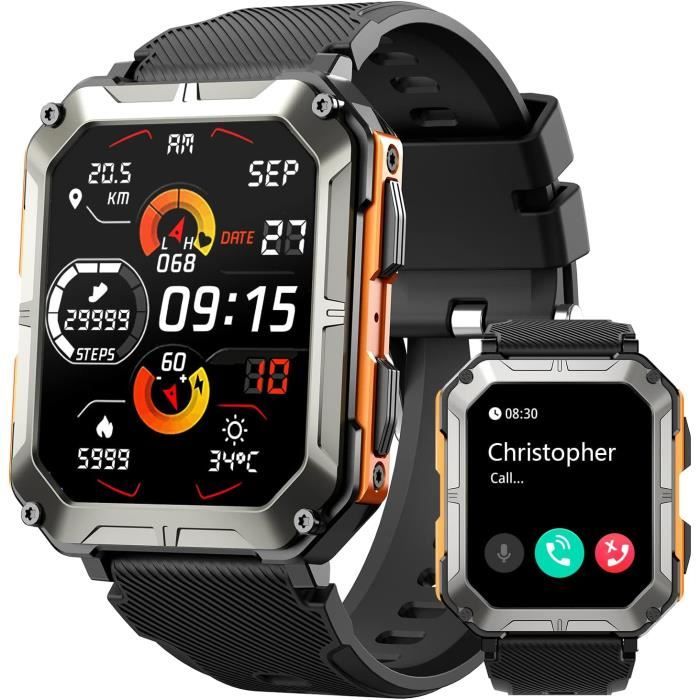 Montre Connectée Homme BKOHJAJI K66-S - Écran 1.85", Appels Bluetooth, IP68