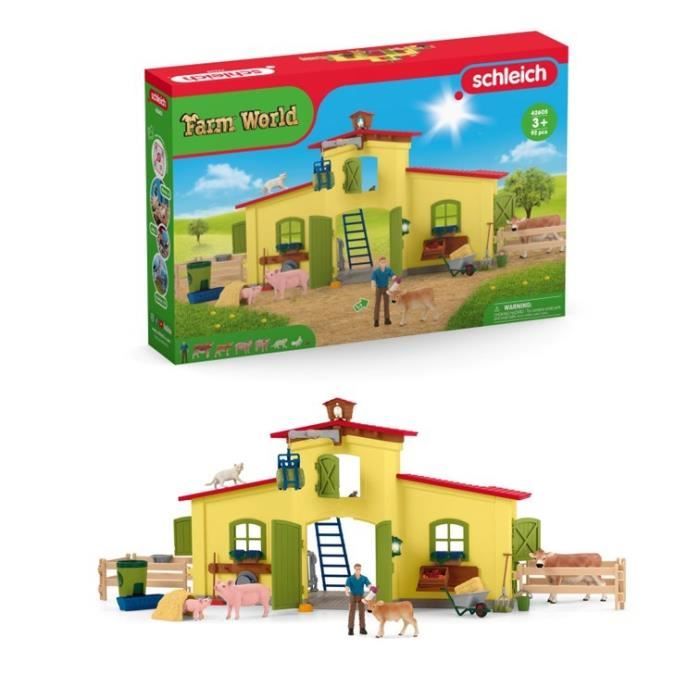 Ensemble de Figurines Animaux de la Ferme avec Accessoires - Coffret Ferme éducative de 92 Pièces av