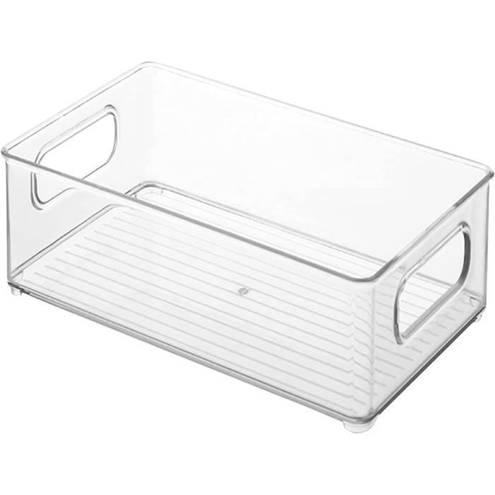 Bac Rangement Frigo Transparent Avec Poignée - 30 X 17,5 X 11 Cm - Polyéthylène - Pour Organiser Aliments Et Restes