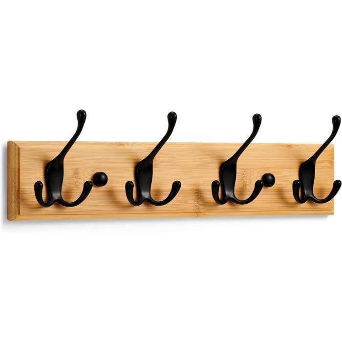 Lot De 4 Crochets Muraux En Bois - Patère Vintage - Pour Manteaux, Serviettes, Clés - Installation Facile