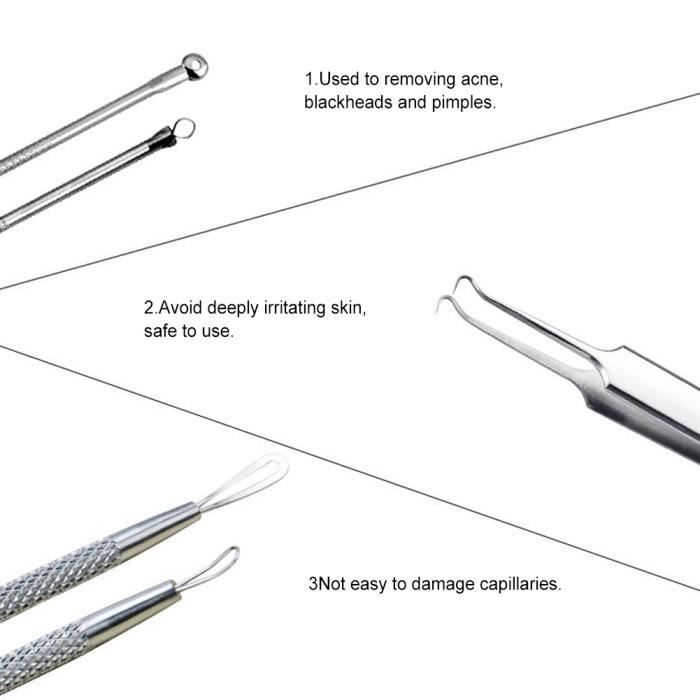 Outils De Suppression Des Points Noirs, 3Pcs Outil De Suppression Aiguille De L'acné Blackhead