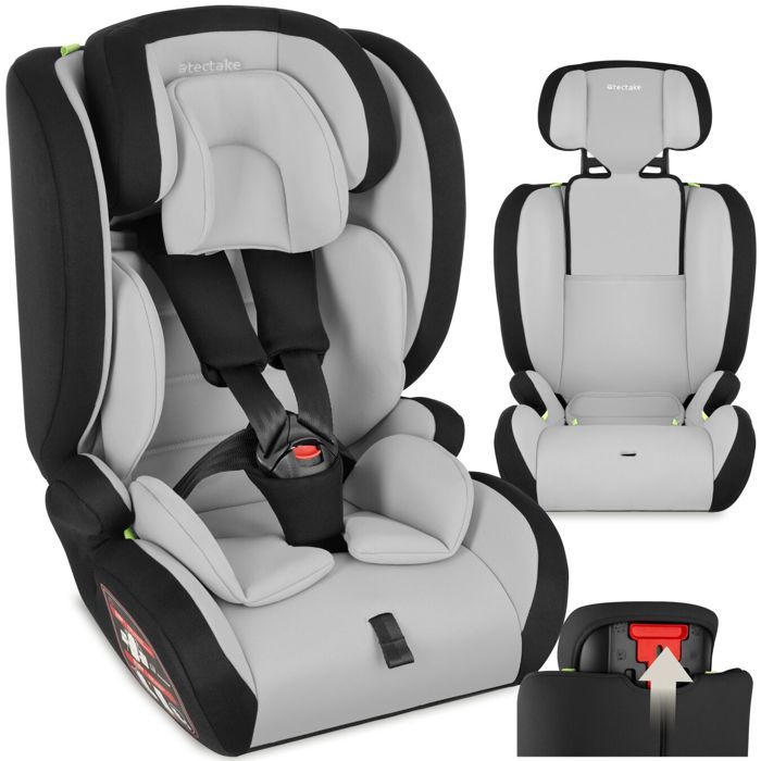 Siège auto - TECTAKE - Harnais SOPHIE à 5 points avec protection contre les chocs latéraux charge maximale 36kg - Gris clair/Noir