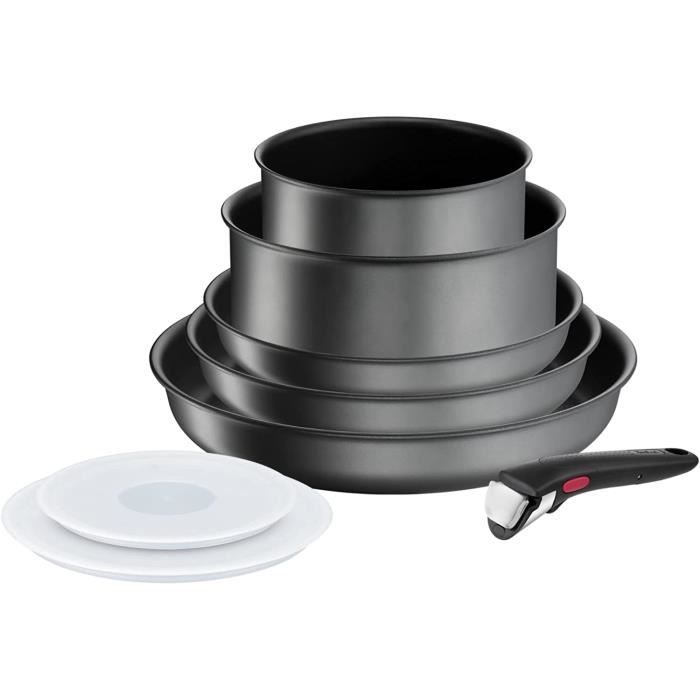 tefal ingenio daily chef on batterie cuisine 8 p, empilable, durable, resistant, facile a nettoyer, revetement antiadhesif, c