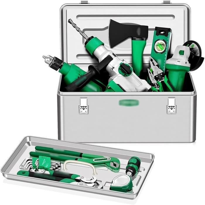 Boîte à Outils En Métal De 51 Cm Avec Tiroirs, Boîte à Outils Portable En Acier Avec Doublure Protectrice Et Loquet Et Serrure En Metal 98153265