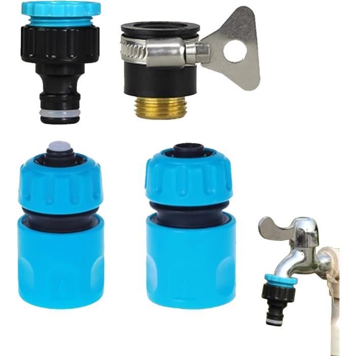 Lot De 2 Connecteurs Femelles Rapides Pour Tuyau D'arrosage Extensible - Raccord De Remplacement Bleu, Avec Embouts