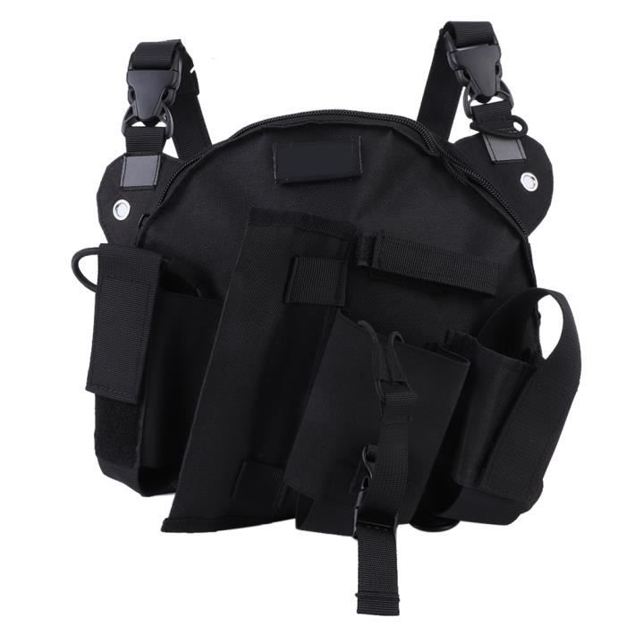 Sac de poitrine tactique Radio Pouch Réglable Walkie Talkie Sac à