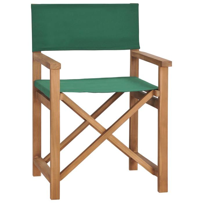vidaXL Chaise de metteur en scène Bois de teck solide Vert 47413