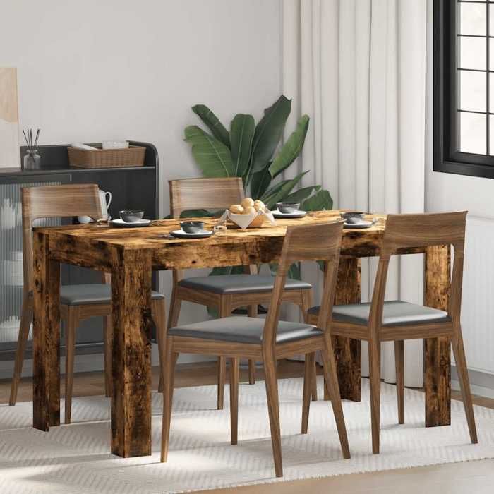 vidaXL Table à manger Chêne Fumé 140 cm