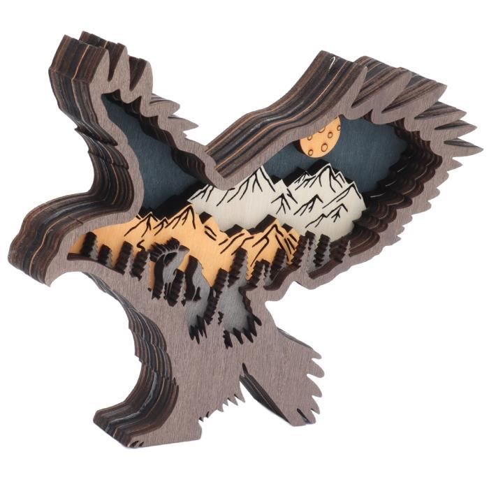 HURRISE Artisanat En Bois D'animaux De La Forêt 3D Artisanat D'animaux