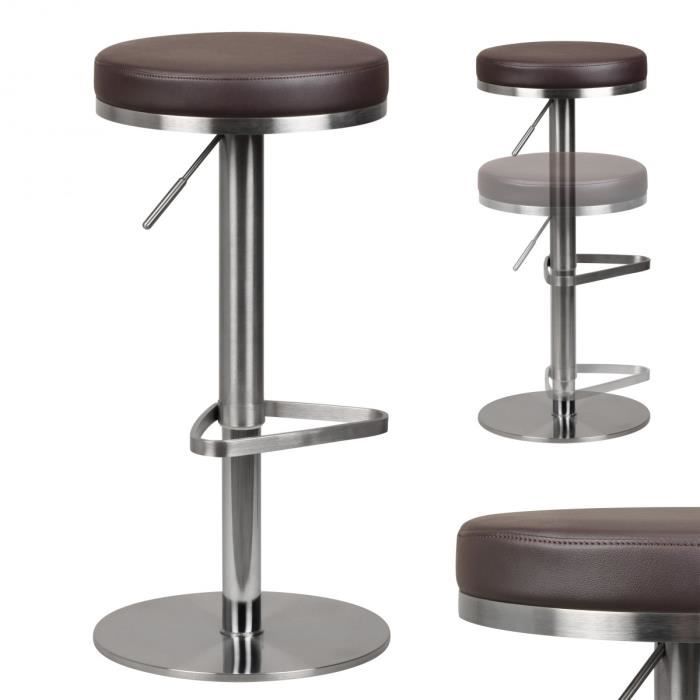 Tabouret de bar en acier inoxydable WOHNLING M7 - Marron - Design contemporain - Stable et rotatif