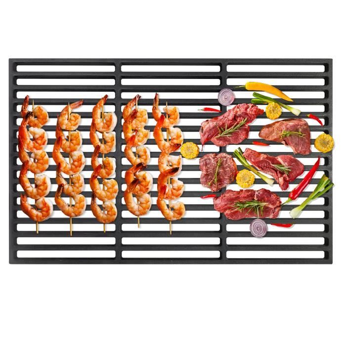 Grille De Barbecue En Fonte émaillée 54 X 34 Cm - Antiadhésive, Durable - Pour Viande, Poisson, Légumes - Cuisson Uniforme