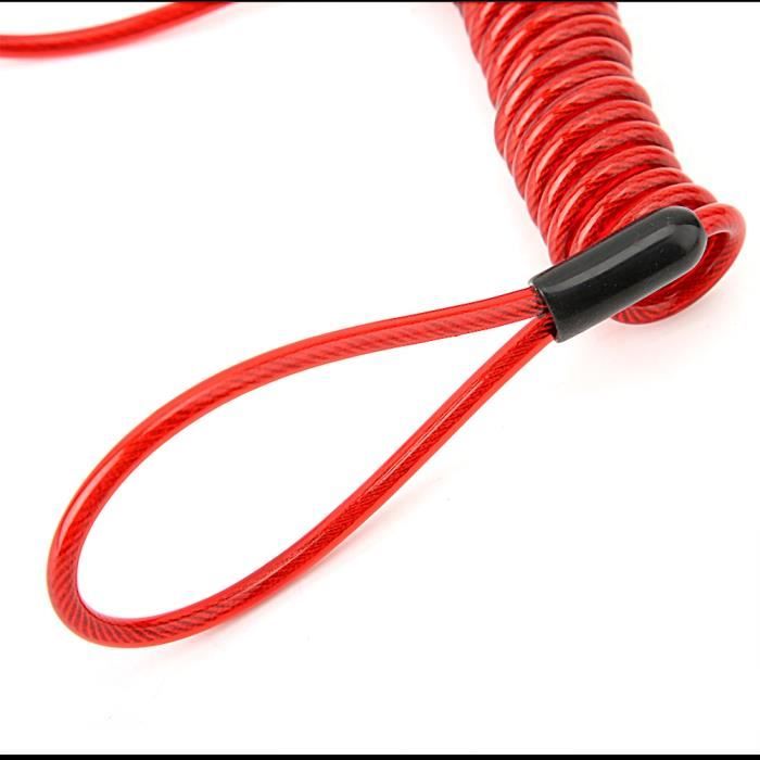 Câble De Rappel Antivol Moto - 1,5m Extensible - Orange - Pour Disque De Frein