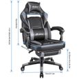 AKALNNY Fauteuil Gamer Chaise de Bureau Ergonomique Hauteur Réglable Inclinable à 135° Noir et gris-1