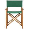 vidaXL Chaise de metteur en scène Bois de teck solide Vert 47413-1